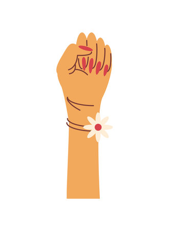 female hand with flowerのイラスト素材