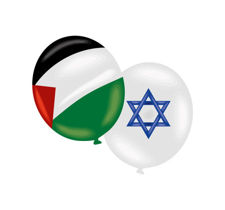 palestine and israel flags in balloons heliumのイラスト素材