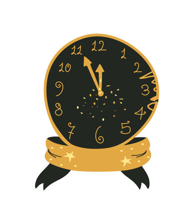 happy new year clockのイラスト素材