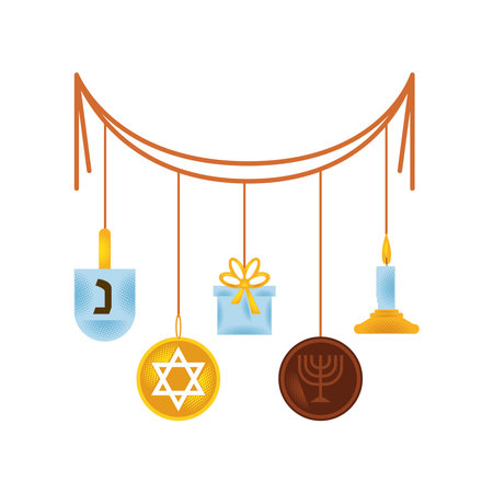 hanukkah garland isolatedのイラスト素材