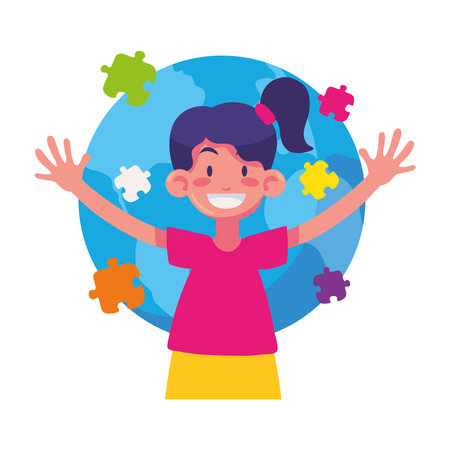 autism girl and worldのイラスト素材