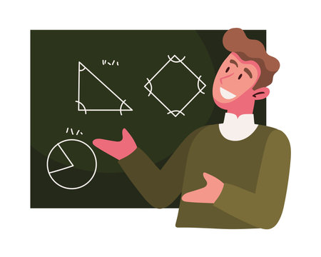 teacher with education chalkboardのイラスト素材