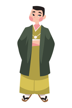 coming of age day japanese man isolatedのイラスト素材