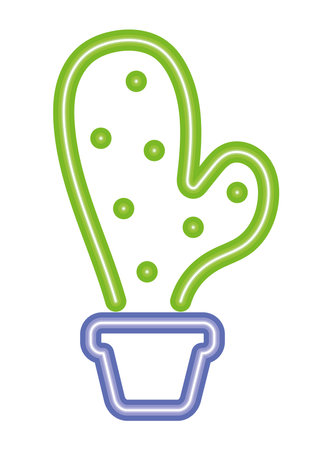 mexico neon cactusのイラスト素材