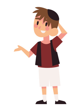 hanukkah little boy with kippaのイラスト素材