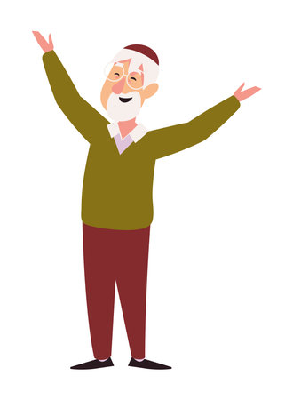hanukkah jewish grandpaのイラスト素材