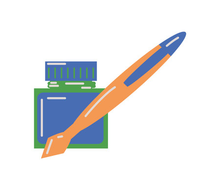 ballpoint and ink bottleのイラスト素材