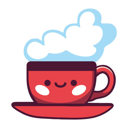 coffee cup kawaii with foamのイラスト素材