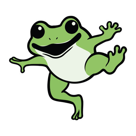 young frog jump happyのイラスト素材