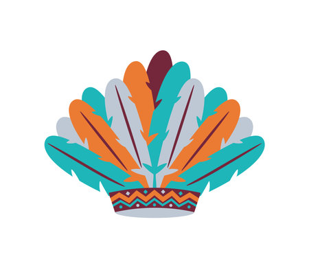 Illustration for native american headdress with feathers - Royalty Free Image