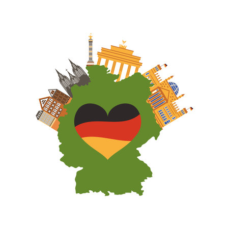 germany flag and landmarksのイラスト素材