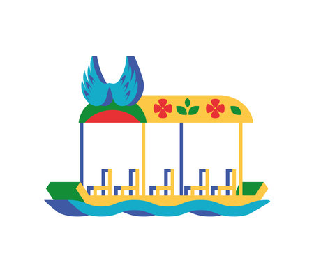 mexico trajinera recreationalのイラスト素材