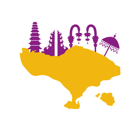 bali map and monumentsのイラスト素材