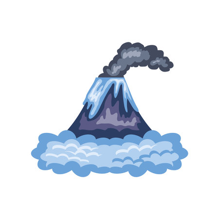 volcano with smoke coming outのイラスト素材