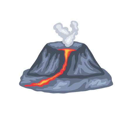 volcano with lava flowのイラスト素材