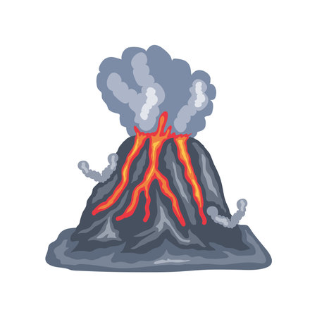 volcano crater with lavaのイラスト素材