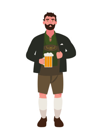 germany man with beer and lederhosenのイラスト素材