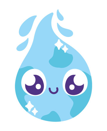water day drop splash kawaiiのイラスト素材