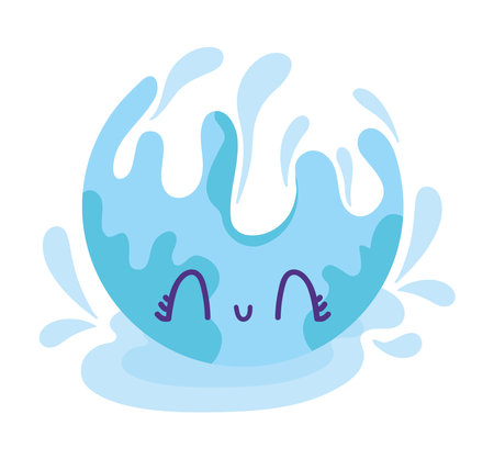 water day planet kawaii splashのイラスト素材