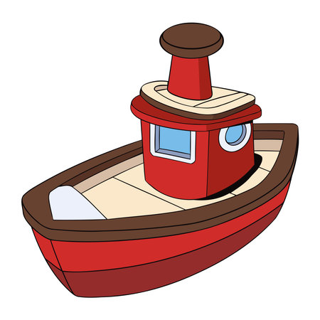 wood toy boatのイラスト素材