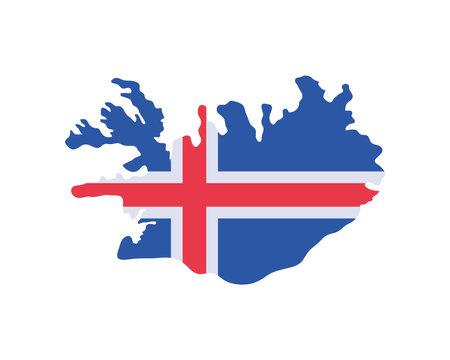 iceland map and flagのイラスト素材