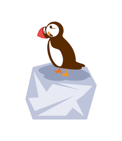 iceland puffin on icebergのイラスト素材