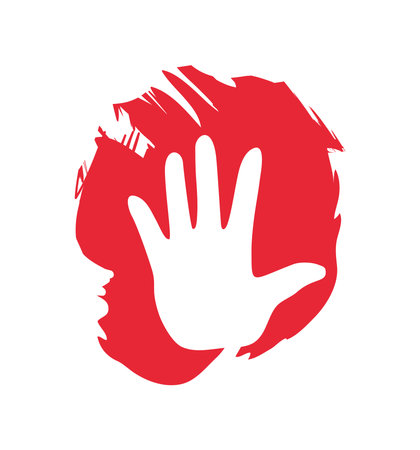 red hand day signのイラスト素材