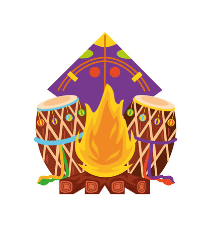 lohri music celebrationのイラスト素材
