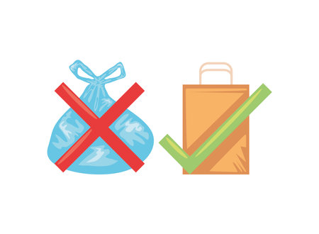 free plastic bag prohibitedのイラスト素材