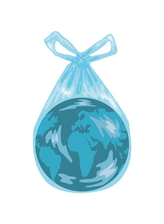 free plastic bag worldのイラスト素材