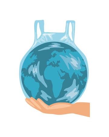 free plastic bag protection worldのイラスト素材