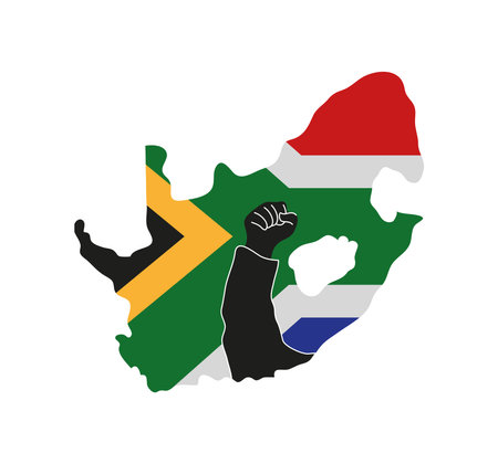 south africa flag and mapのイラスト素材