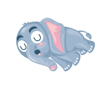 baby elephant sleeping adorableのイラスト素材