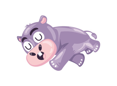 baby hippo sleepingのイラスト素材