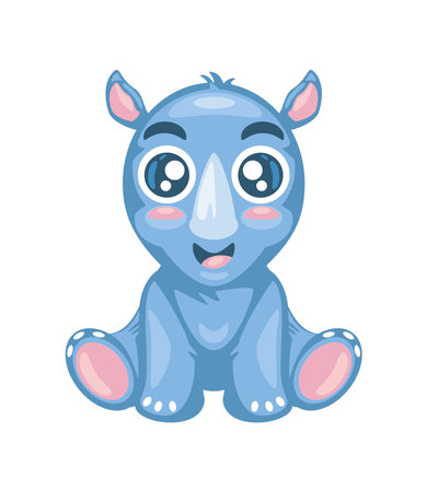 cute rhino seatedのイラスト素材