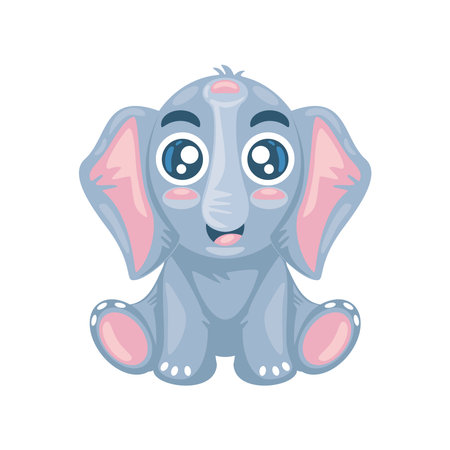 cute elephant seatedのイラスト素材