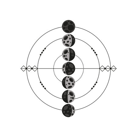 moon phases mystical astrologyのイラスト素材