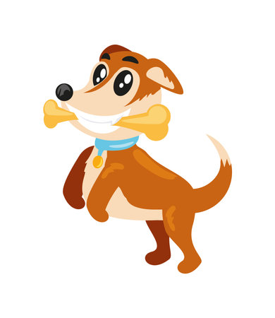 dog playing with bone cartoonのイラスト素材