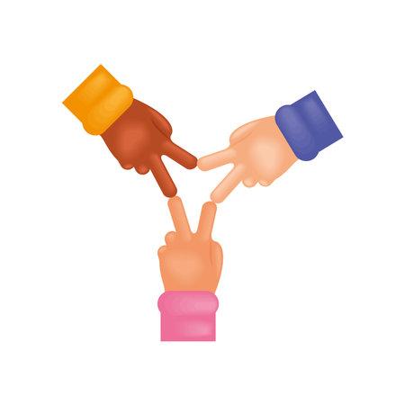 three hands expression friendshipのイラスト素材