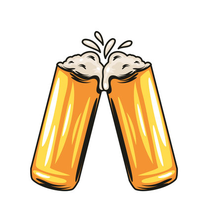 two beer glasses toastingのイラスト素材