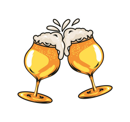 glasses of beer with foamのイラスト素材