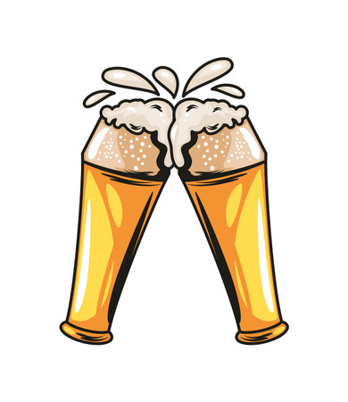 beer glasses making cheersのイラスト素材