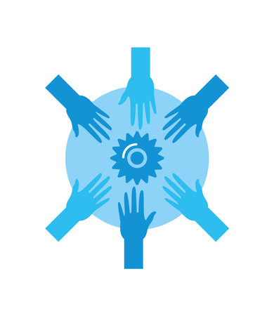 hands with gear working togetherのイラスト素材
