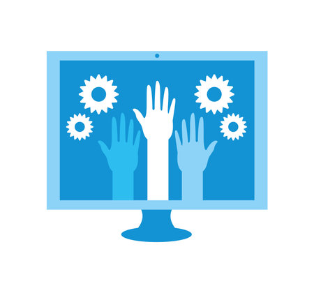 hands showing unity and coworkingのイラスト素材