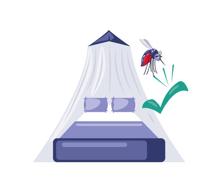 mosquito prevention net for bedのイラスト素材