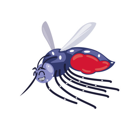 cute mosquito flying cartoonのイラスト素材