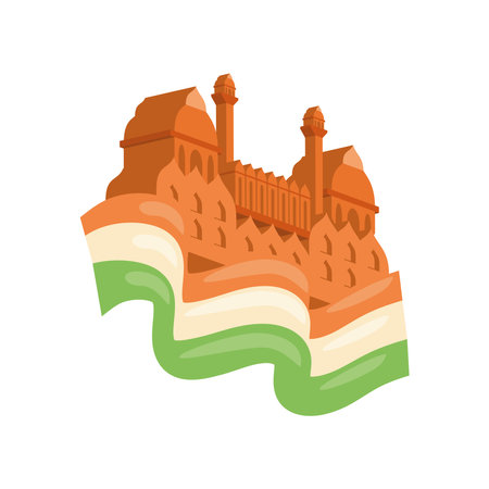 indian flag with famous monument for independence dayのイラスト素材
