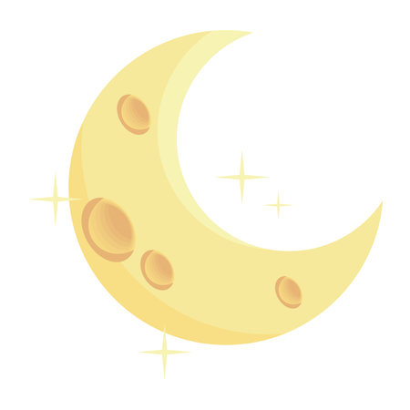 crescent moon on white backgroundのイラスト素材