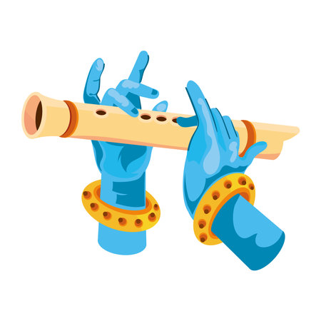 krishna hands plays his fluteのイラスト素材