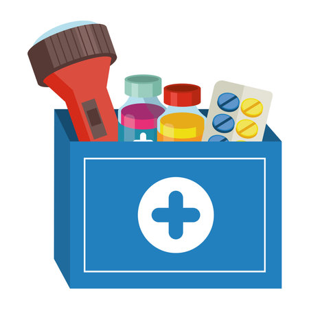 first aid box with medical equipmentのイラスト素材